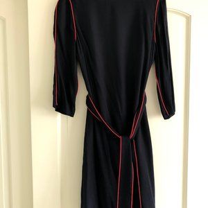 Boden Navy Blue Shift Dress with Red Stripe